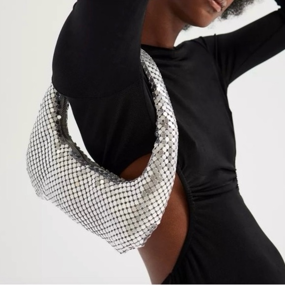 Urban Outfitters Chainmail Silver Retro Y2K Shoulder Bag | NWT - Picture 3 of 7